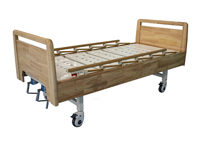 手动双摇实木护理床(普通摇把）(图1)